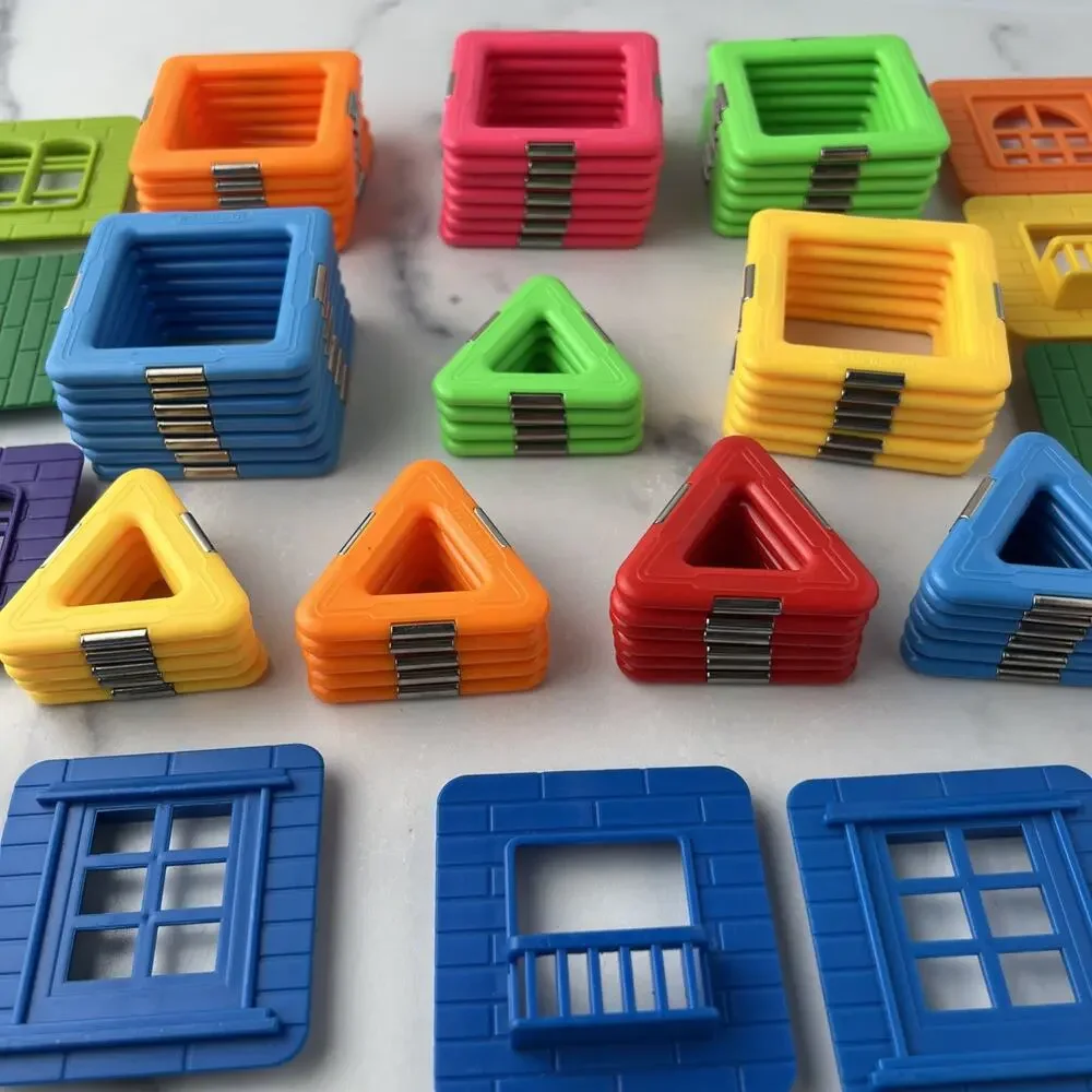 Magformers Picasso Tiles Magnetic Building Tiles Blocks Lot 70 Shapes Colors